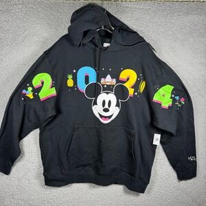 NWT Disney Aulani Resort Hawaii 2024 Mickey Mouse Black Hoodie Mens XL Pullover